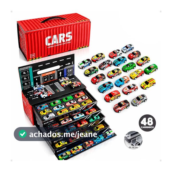 Kit 48 Carrinhos Miniatura Metal Fricção com Container Pista Brinquedo Infantil Coleção