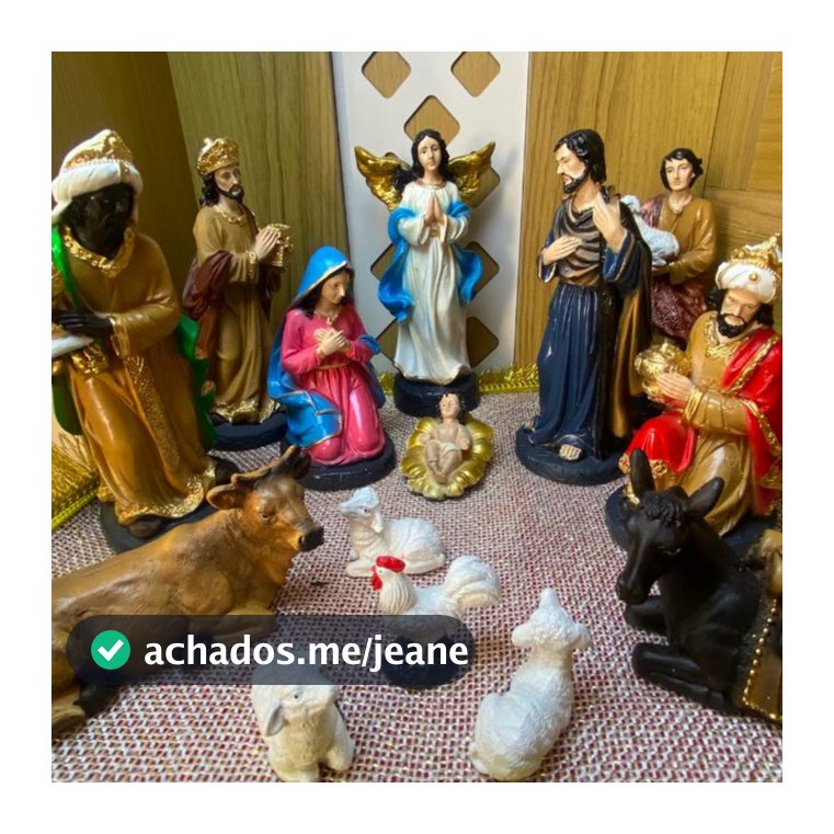 Presepio de Natal Completo 22cm Decoração Gesso Colorido