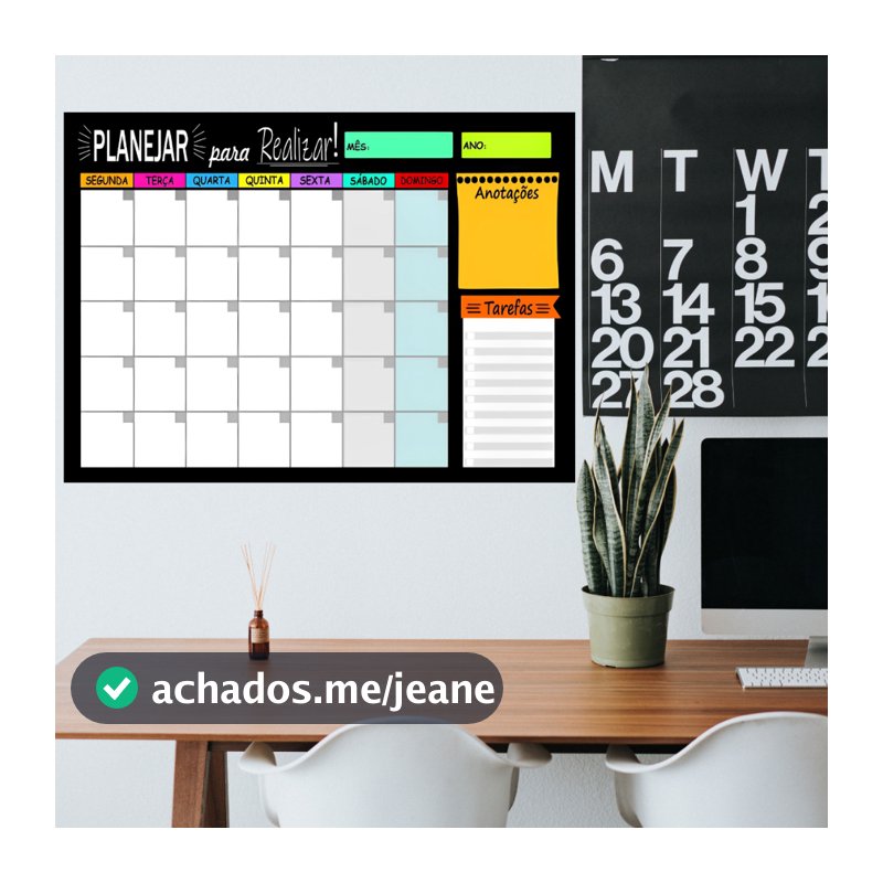 Lousa Magnética Planner Planejamento Mensal Quadro Planejamento Mensal