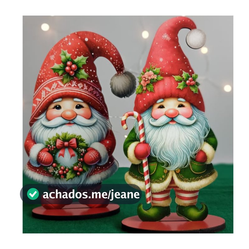 Kit c/2 Decorativo de Mesa GNOMO / Duendes Natal  -(DHN-070-086)