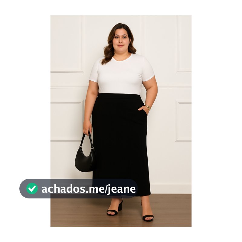 Saia Longa de Viscolycra com Bolsos Plus Size do P ao G3
