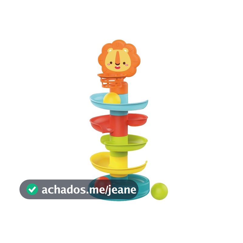 Brinquedo Educativo Bebê Torre Espiral 3 Bolinhas Chocalho Cesta Interativa Slide Maxi Baby