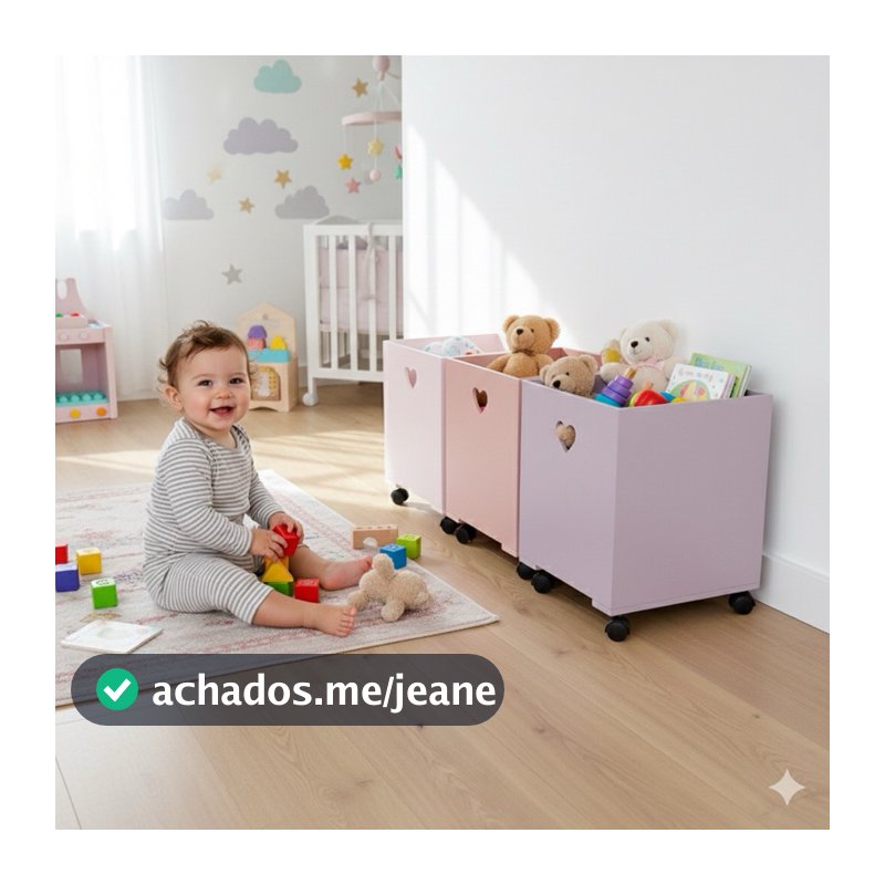 Kit 3 Gavetas Organizadoras Infantil Com Rodízio Para Quarto Mdf Pintado