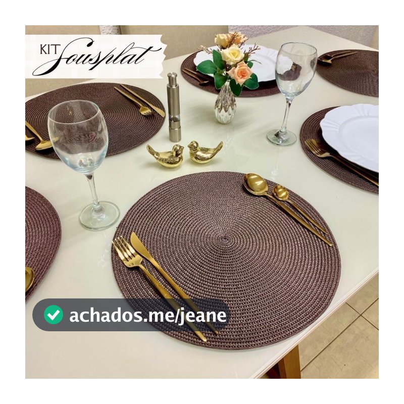 Kit 4/6 Peças Jogo Americano Redondo Sousplat Cozinha Jantar Descanso de Prato Sousplat Cozinha
