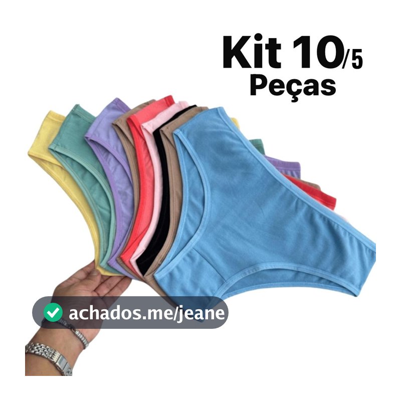 Kit Calcinhas Tanga Algodão Conforto Tanga Básica Cotton Feminina