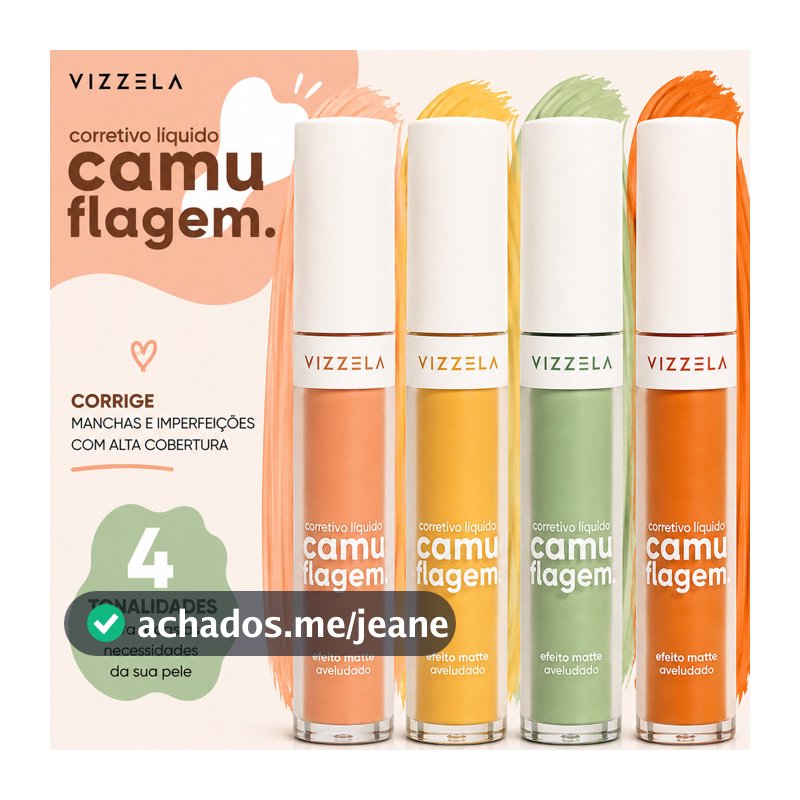 Corretivo Maquiagem VIZZELA Corretivo Camuflagem 7g Corretivo Alta Cobertura Corretivo Salmão Olheiras VIZZELA