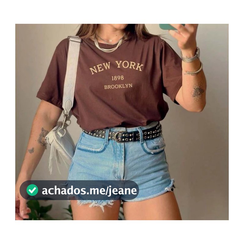 T-Shirt Feminina Blusinha Casual Camiseta Básica Camisa Moda New York 1898 100% Algodao Premium