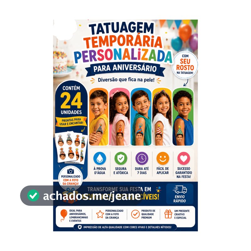 Tatuagem Temporaria Personalizada Aniversario 24 unidades
