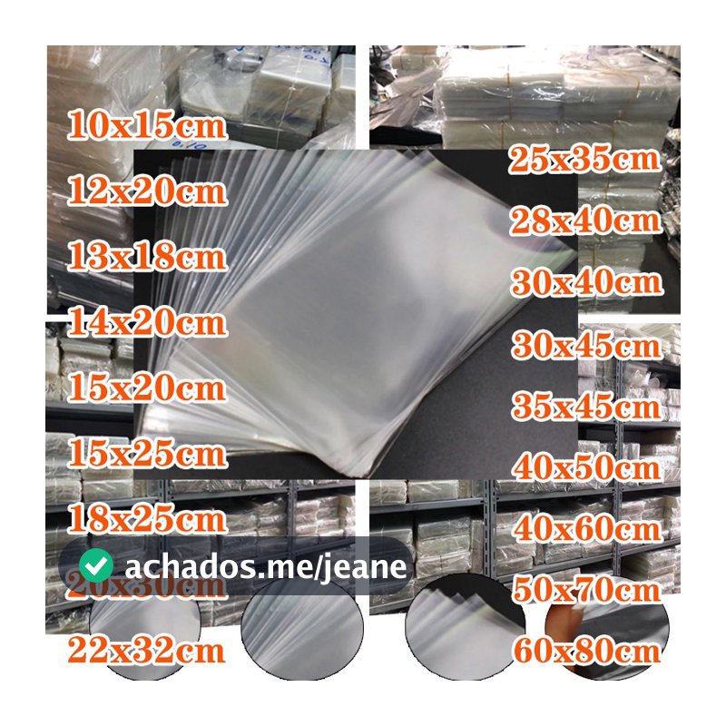 Embalagens Transparente Saco Plastico Sacola 1 kg/1000g,10x15,12x20, 13x18,20x30,.......60x80cm