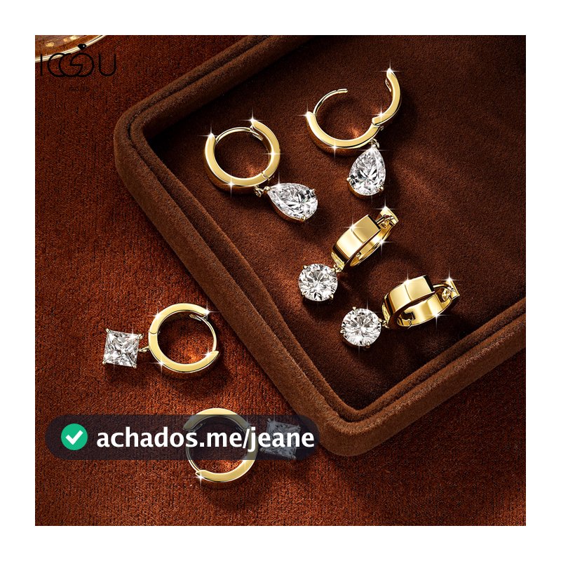 Brincos De Moissanite De 1.0 Ct Certificados IOGOU GRA Para Mulheres , Redondos/Princesa/Pêra , Borda Larga , Design Sol