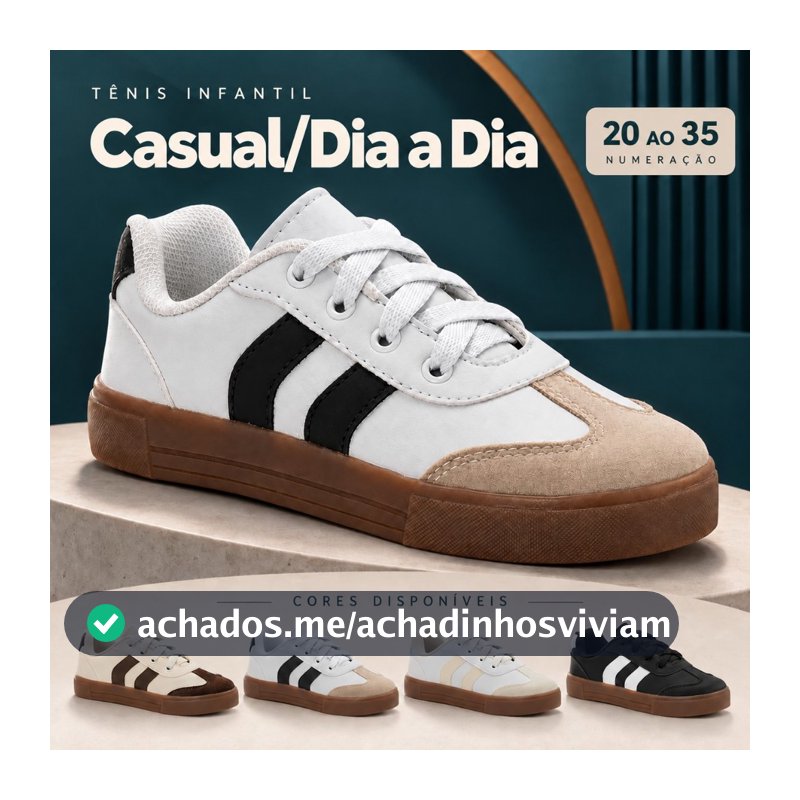 Tênis Infantil Casual Dia a Dia 20 ao 35 cano baixo com cadarço