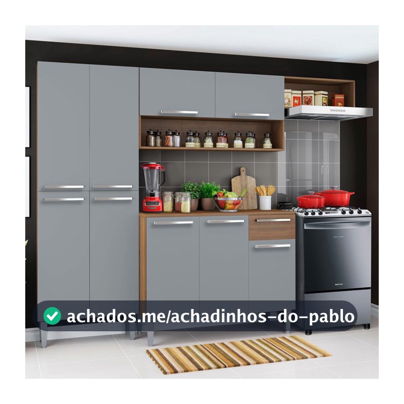 Armário de Cozinha Compacta Rustic/Cinza Emilly Top Madesa