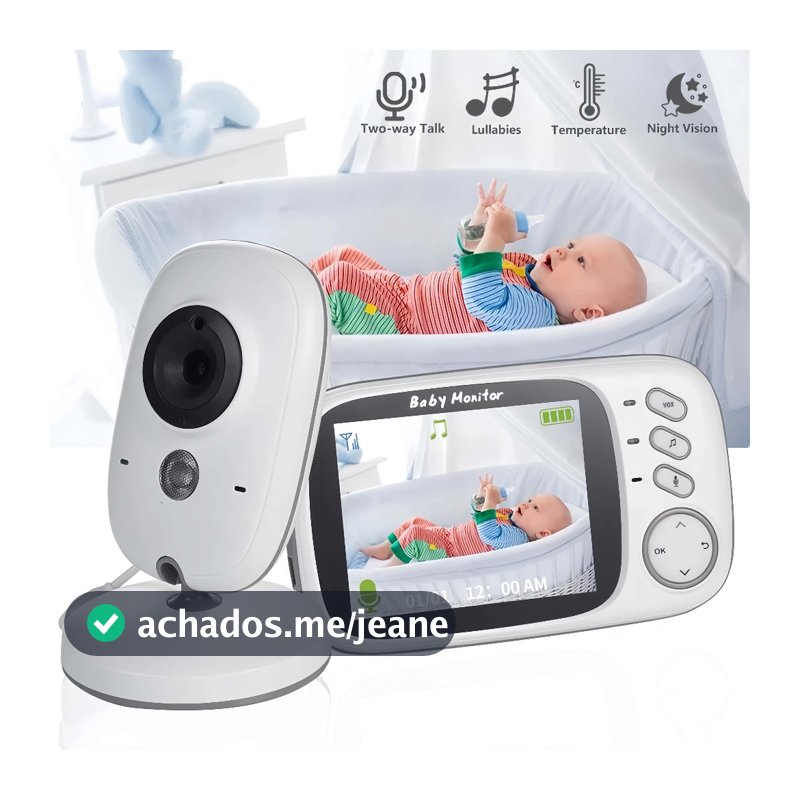 Baba Eletrônica Com Monitor Visão Noturna, Câmera c/ Audio Sensor de Temperatura  FLUX
