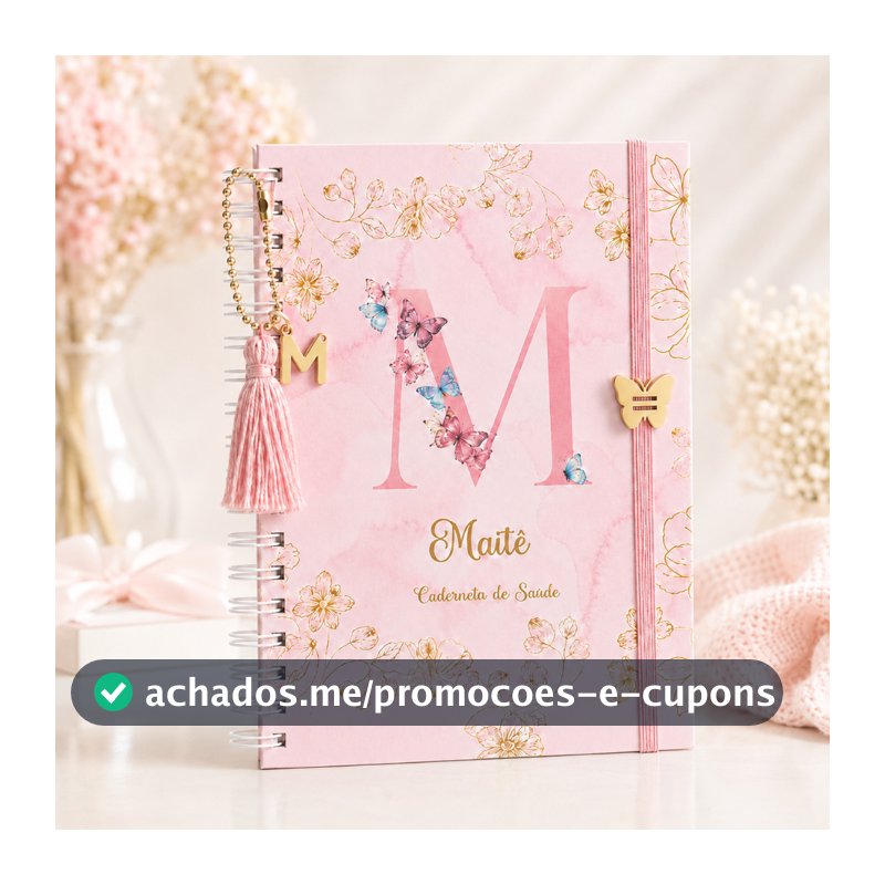 Caderneta de Saúde/ Vacinação - Personalizada Premium - Com passante - Letra -  com Porta Documentos Tassel e Nome