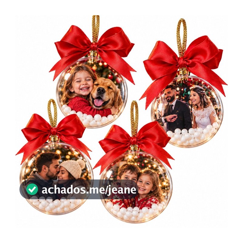 Kit Bola De Natal Personalizada Com Foto Enfeite Arvore Natalina Final De Ano Presente Lembrancinha