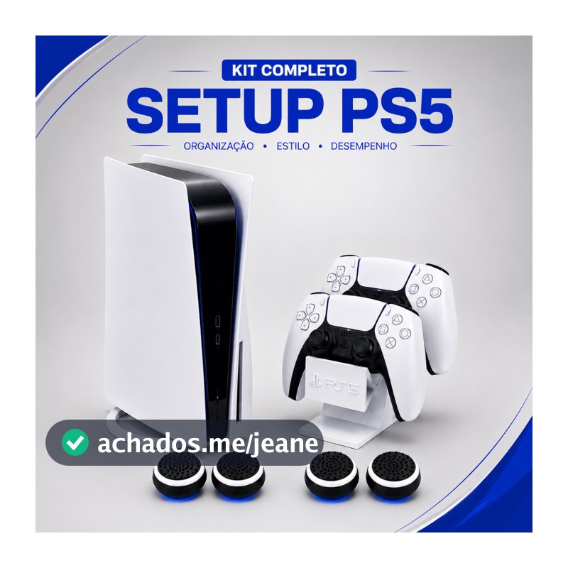 Suporte PS5 Base De Mesa Vertical + Grip + Suporte Controle
