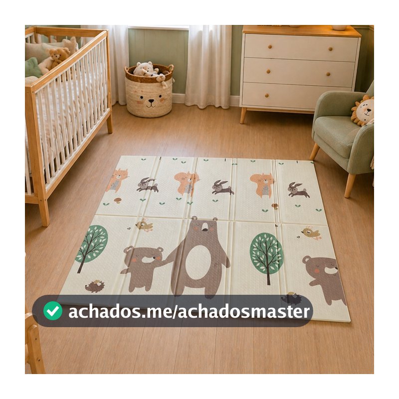 Tapete Infantil Dobrável Tummy Time 120x120cm Espessura Grossa 10mm