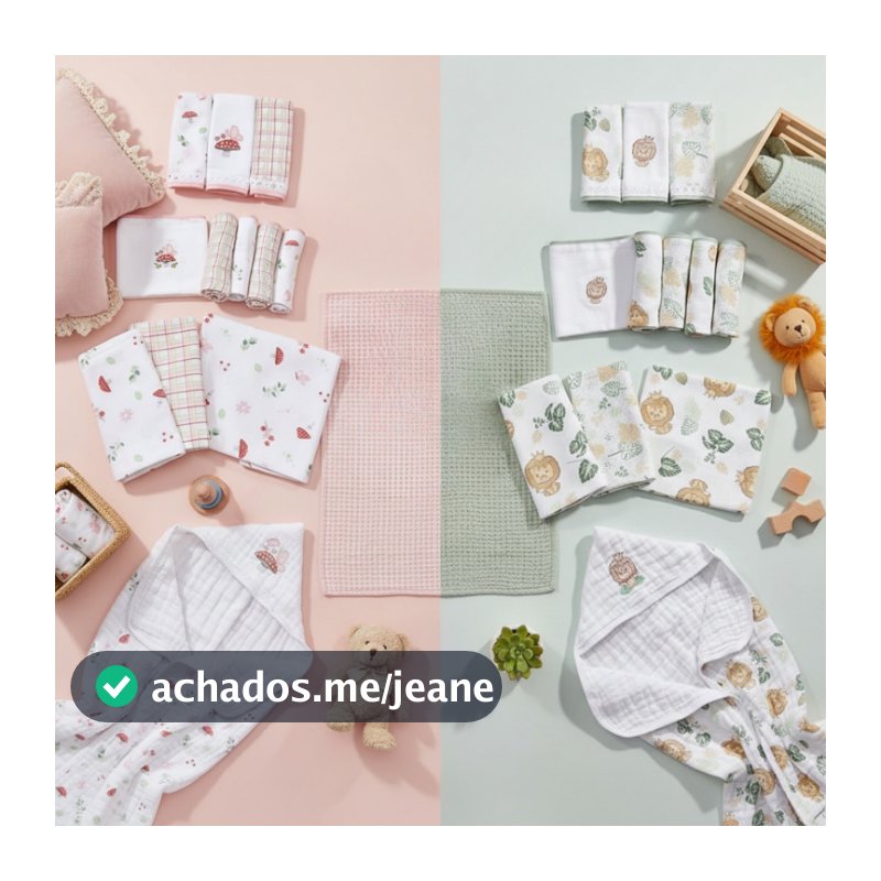Kit Enxoval Luxo Bebê 12 Peças – Fralda, Toalha Soft, Cueiro e Pano de Boca | Algodão | Dengo
