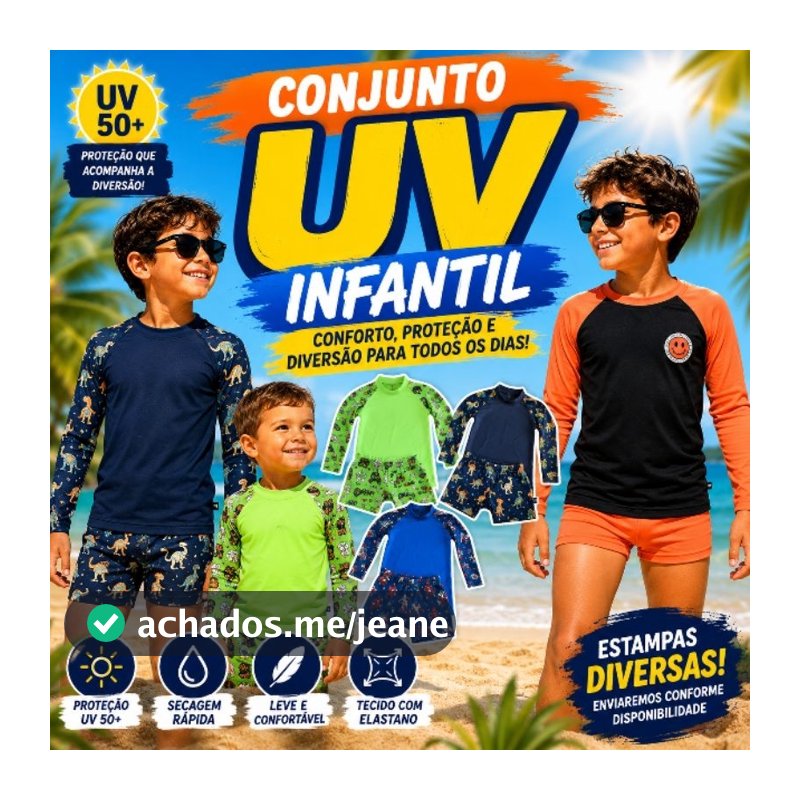 Conjunto Infantil Menino Camisa UV Manga Longa + Sunga Boxer Praia Piscina Verão Proteção Solar Roupa de Banho Infantil