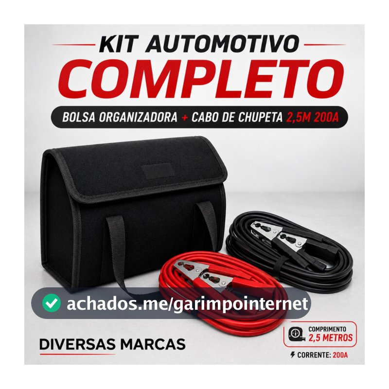Bolsa de Ferramentas + Cabo de Chupeta Automotiva Diversas Marcas Organização e Segurança