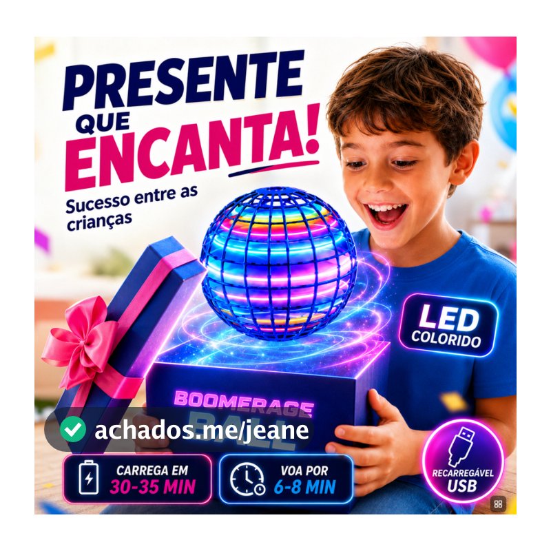 Bola Voadora LED Boomerang Brinquedo Interativo Infantil Mini Drone Spinner Recarregável Presente