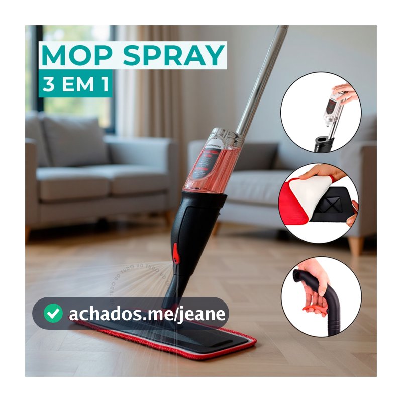 Mop Spray Rodo Esfregão Mágico Reservatório Inteligente Microfibra Premium Limpeza Flash Flat