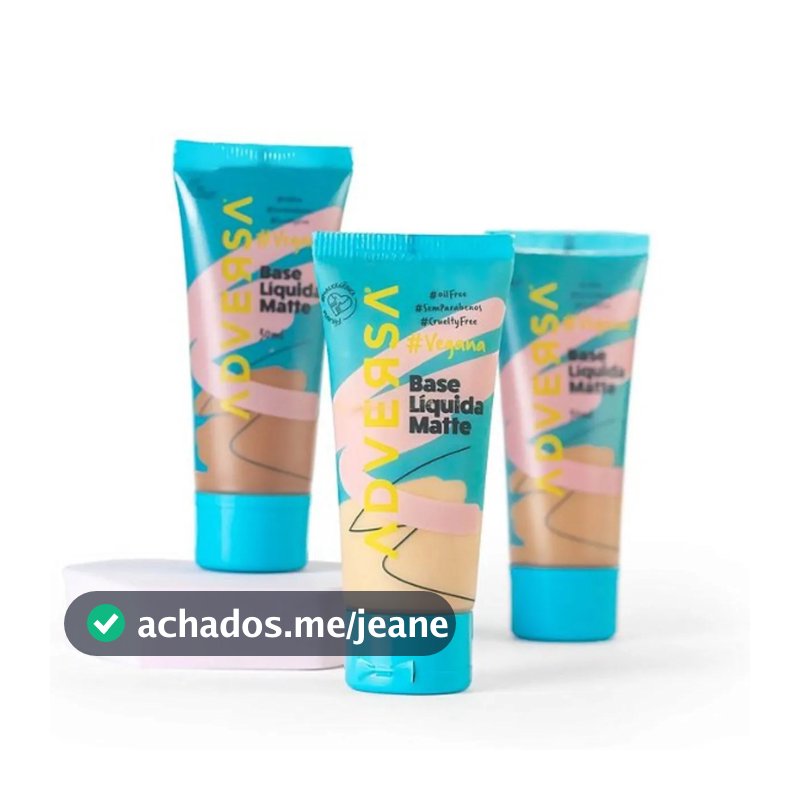 Base Líquida Matte Oil Free Vegana Adversa Tons Médios - Escolha Seu Tom