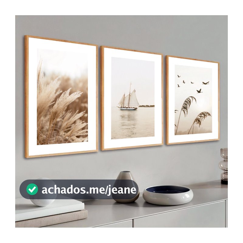 Kit Quadros Decorativos Moldura Sala Quarto Moderno 40x60 Paisagem Minimalista