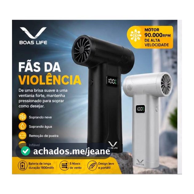 Soprador de Ar Turbo Portátil 90.000 RPM Recarregável USB-C 5 Velocidades para Limpeza de Poeira Infláveis e Secagem