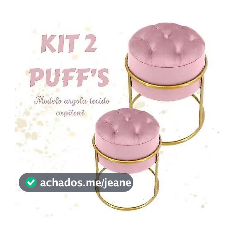 kit 2 Puffs Banqueta Argola Capetone Banco Decoração de Sala Penteadeira