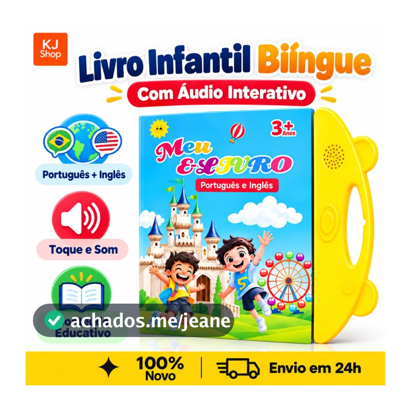 Livro Infantil Bilíngue Português Inglês Livro Interativo com Som Toque Inteligente Educativo Aprendizagem Crianças