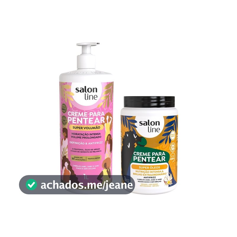 Kit Volume e Nutrição com 2 cremes para pentear litrão Salon Line