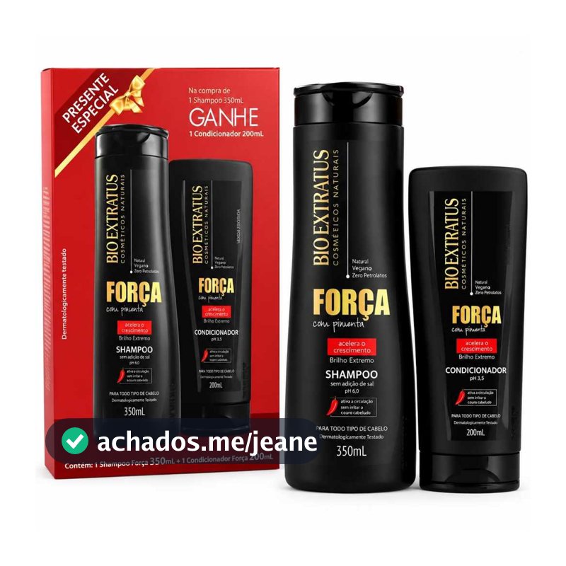 Kit Bio Extratus Força Com Pimenta Shampoo 350ml + Condicionador 200ml
