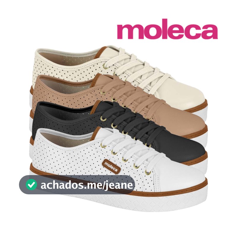 Tênis Sapatênis Feminino Casual Moleca Branco Micro Furinhos Confortável Original com Nota Fiscal
