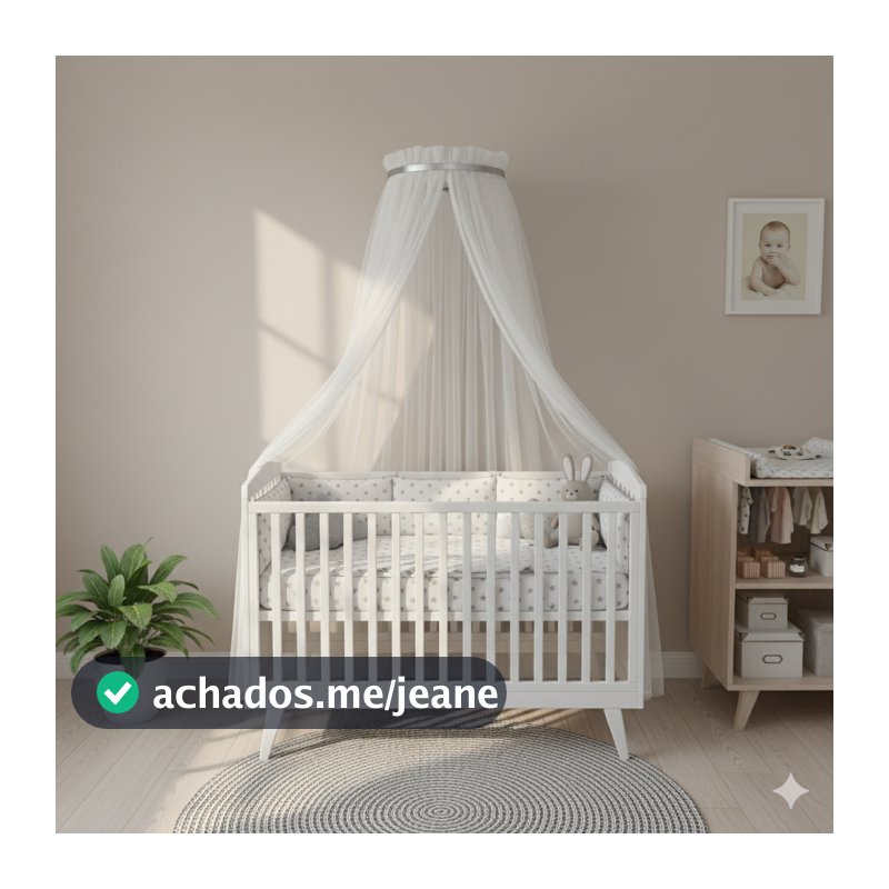 Dossel Dorcel C/ Mosquiteiro Luxo Berço Quarto Infantil Liso Prata