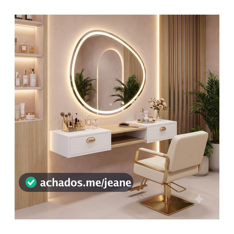 BANCADA DE SALÃO DE BELEZA Penteadeira Camarim AURORA Suspensa Com 2 PortaS 120CM
