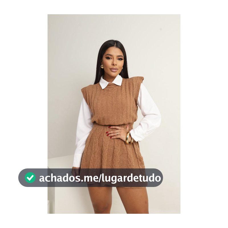 Conjunto Tricot Feminino Inverno Colete e Saia Plissada | Conjunto Trico Moda Feminina Inverno