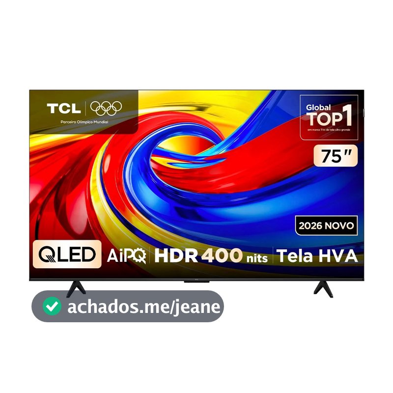 Smart TV TCL 75 Polegadas 75P7L 4K QLED Google TV Dolby Vision Atmos 120Hz WiFi Bluetooth