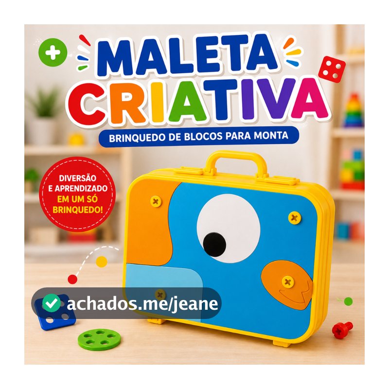 Maleta Criativa Educativa 163 Peças – Brinquedo Educativo de Montar Infantil