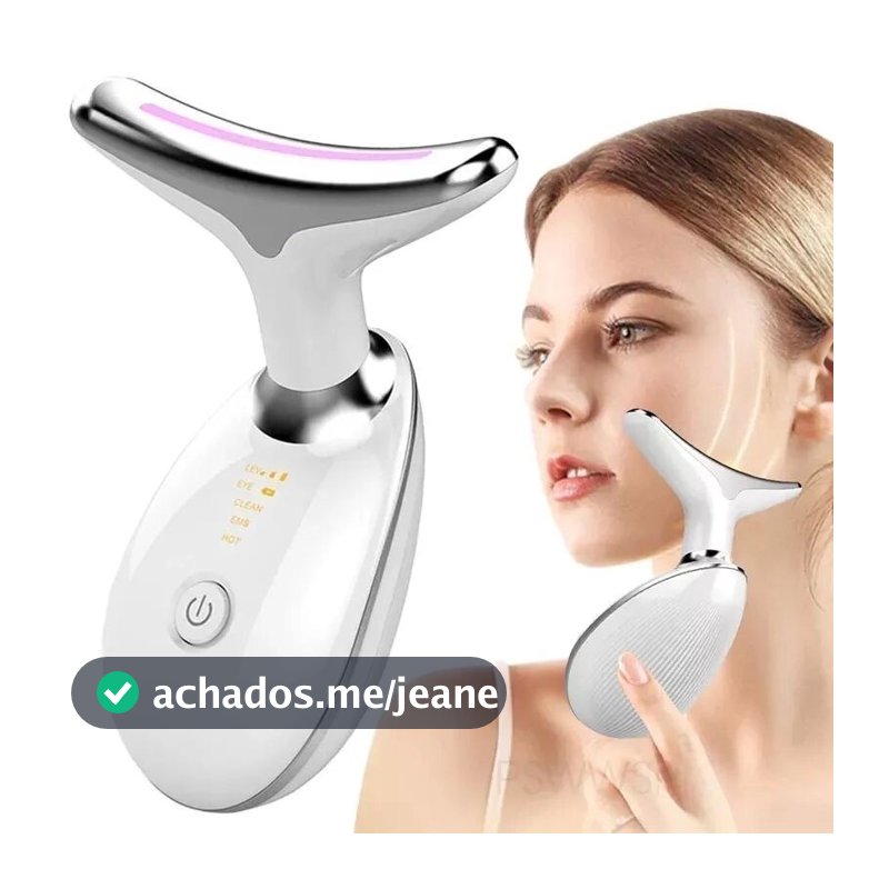 Massageador De Pescoço e Rosto LED Vibração Fototerapia Para Rejuvenescer Firmeza Anti-Rugas