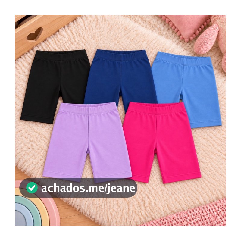 Kit 3 Shorts Infantil Cotton Menina 96% Algodão Tam 2 ao 12 Ciclista Esporte Sport Feminino Verão