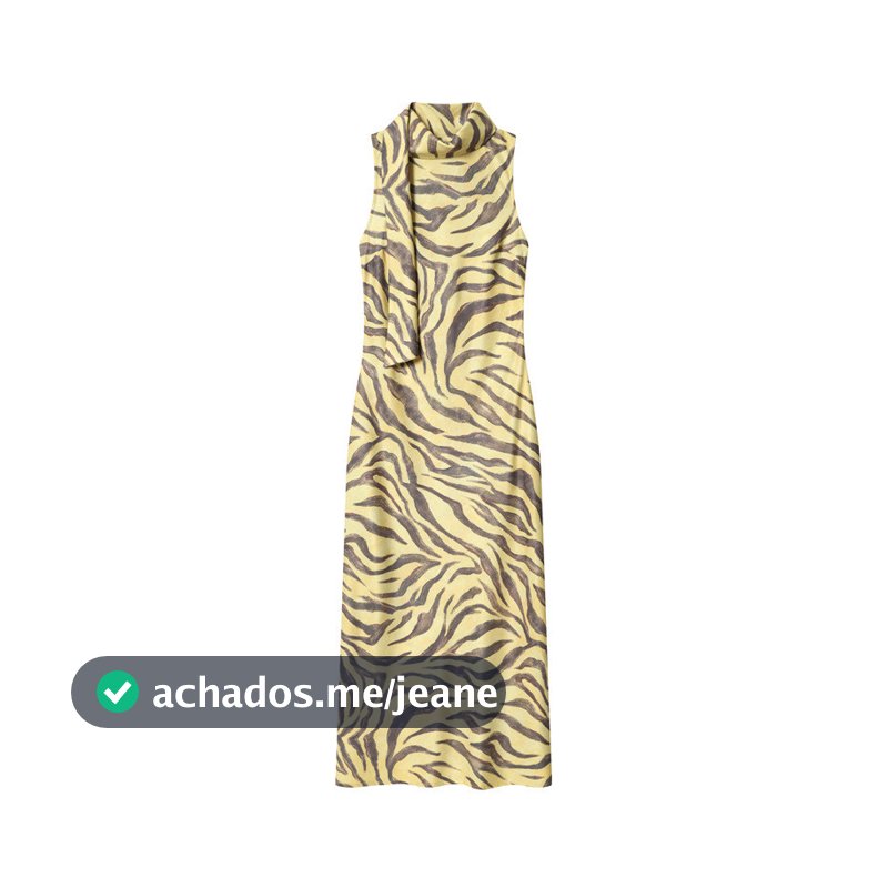 Vestido Midi Feminino Com Estampa De Zebra , Sem Mangas , Gola Simulada Lenço De Gravata , Bodycon , Longo 2609 Anos