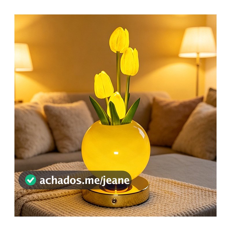 Luz Noturna De Tulipa Abajur De Mesa Com Flores Artificiais Recarregável USB Decoração Para Cabeceira De Quarto