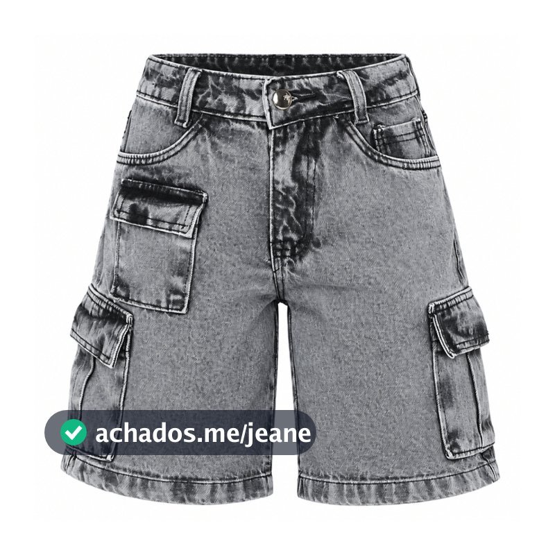 Short Jeans Cargo Pedal Infantil Juvenil Bolsos Laterais 10 ao 16