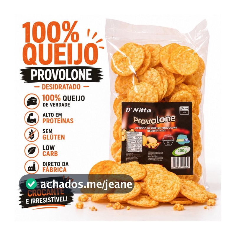 Provolone Desidratado 200g Snack Crocante Saudável 100% Queijo Chips Petisco Artesanal Direto Fábrica Defumado Aperitivo