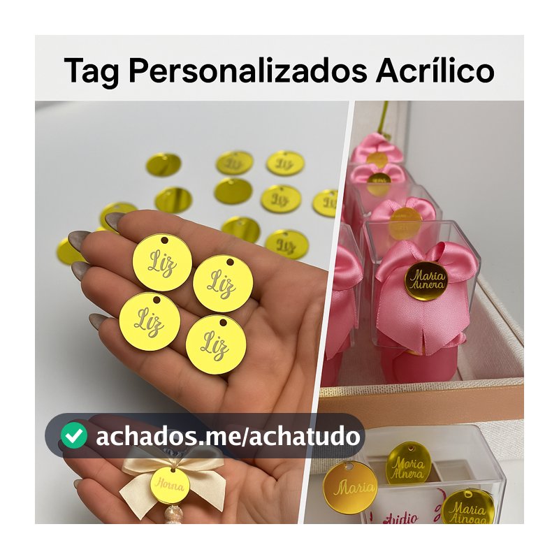 Kit Tags Personalizados Acrílico Etiqueta Decorativa Botton Aplique