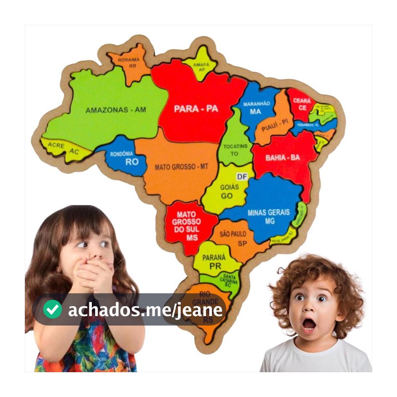 Mapa do Brasil Quebra-Cabeça Brinquedo Educativo Estados em MDF e América do Sul