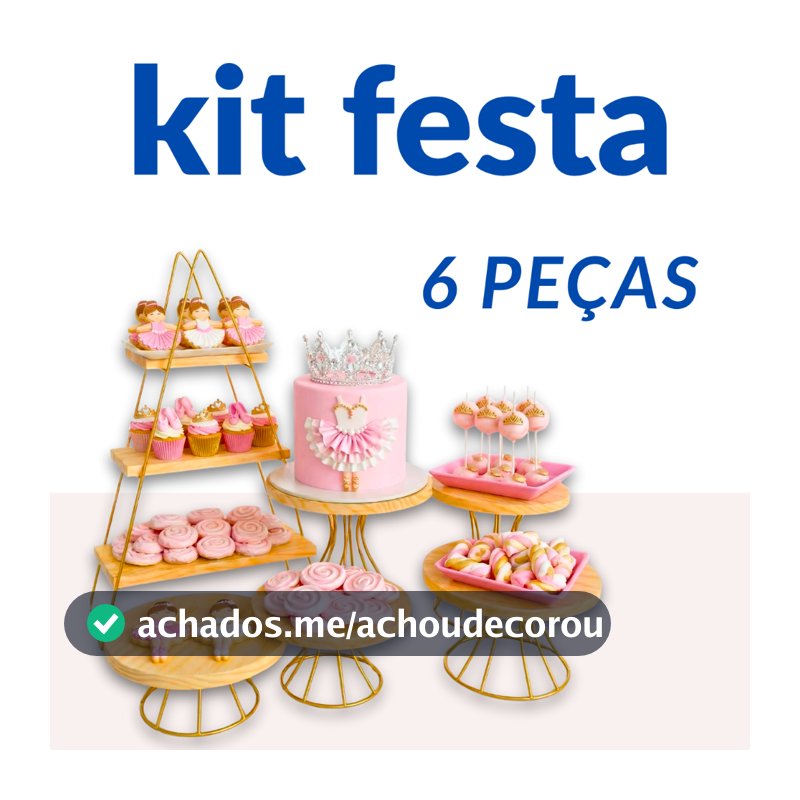 Kit Boleira Decoração de Festa com Escadinha 6 peças