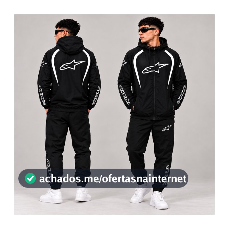 Kit Jaqueta Blusa Corta Vento e calça moletom Moto Masculina Esportiva Corrida Motors Racing Alpine Streetwear Leve