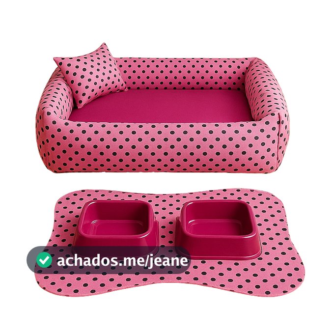Cama pra cachorro e gato pet de luxo kit comedouro tamanho M 40x50